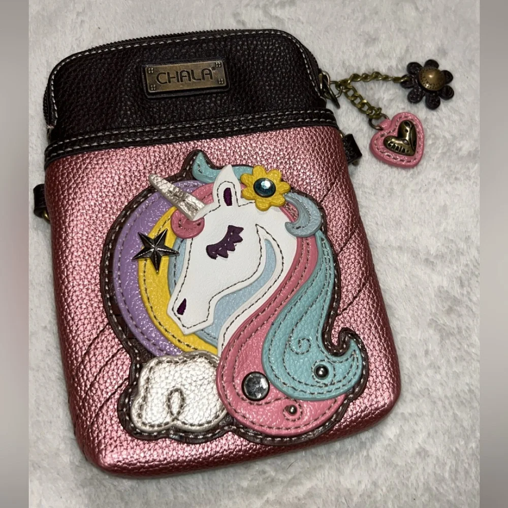 Chala Pink and Black Unicorn Crossbody